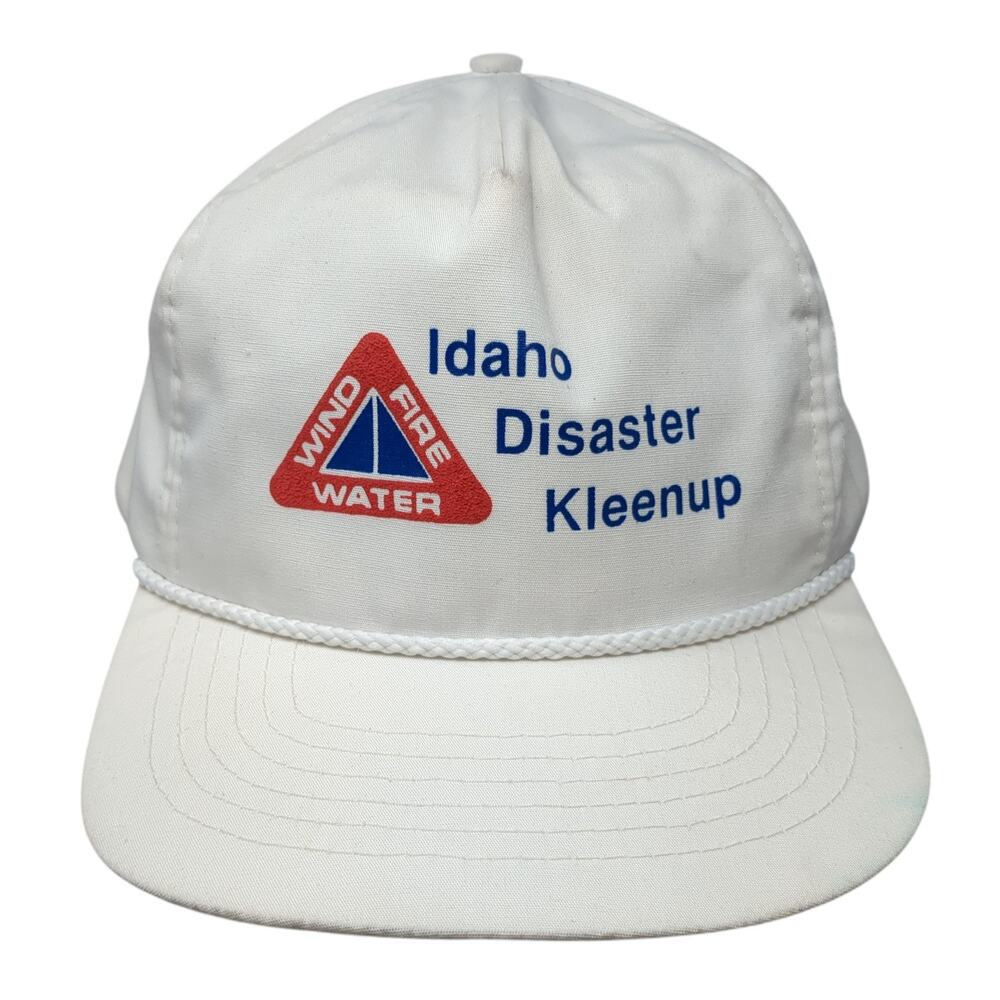 Wind Fire Water Idaho Disaster Kleenup Snapback 5 Panel Cap White OS Rope Marco
